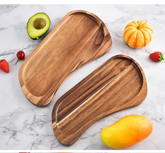 Elegant Acacia Wood Dinner Plate Set for Modern Dining