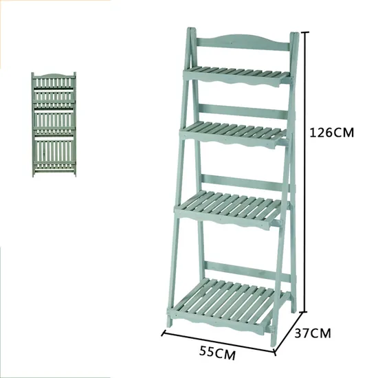 Folding Four-Layer Multi-Function Flower Rack Wooden Plant Stand Display Shelf for Garden