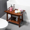 Carbonized Color Non-Slip and Waterproof Bamboo Bathroom Stool Shower Stool with Towel Hange