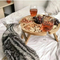 Portable Compact Solid Wood Camping Table Wine Picnic Table with Sturdy Legs