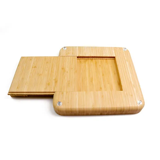 13 Inch Square Bamboo Cheese Board with Drawer and Knives Set From Fujian Factory