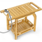 Two Layers Multifunctional Bamboo Bathroom Shower Stool Wooden Shoe-Changing Stool with Towel Hange
