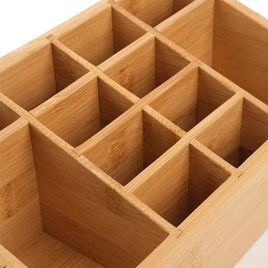 Custom Multi-Purpose Compact Bamboo Desktop Organizer Storage Box for Jewelry & Cosmetics