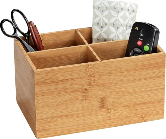 Bamboo Organizer Box with 3 Compartments - Storage Box, Bathroom Basket