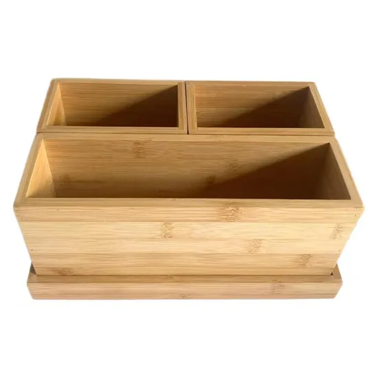 Multi-Use Bamboo Wooden Makeup Organizer Storage Box Set for Home Office