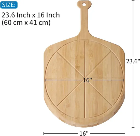 Lightweight Smart 21X14 Inch Bamboo Pizza Peel Pizza Tray Pizza Cutting Board