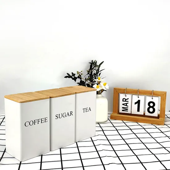 Metal Kitchen Storage Set Canisters Set of 3 for Coffee Tea Sugar