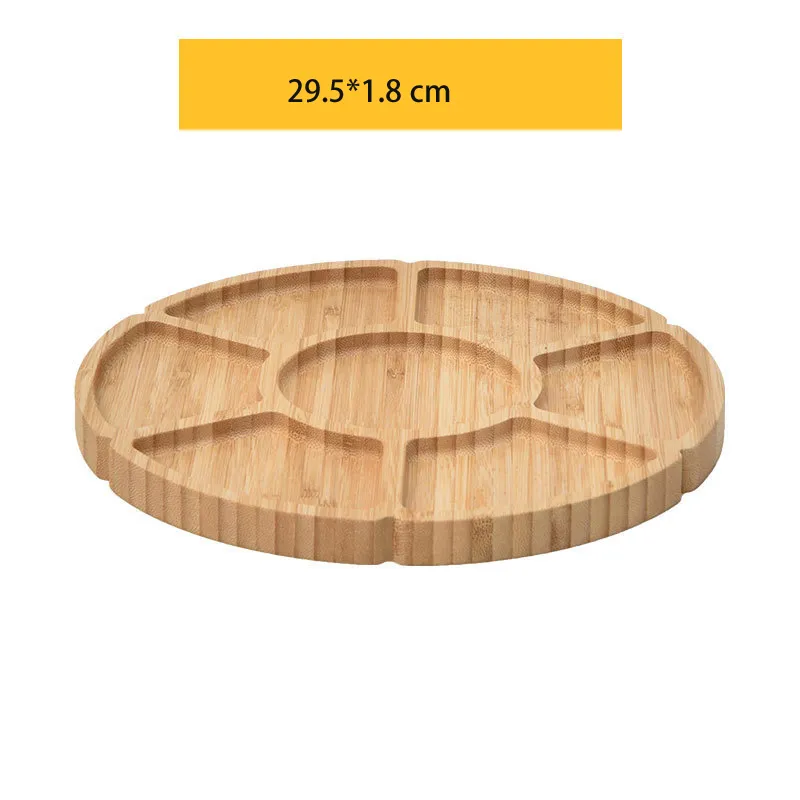 Bamboo Nuts Storage Platter Tray Snacks Plates with 5 Dining Grids