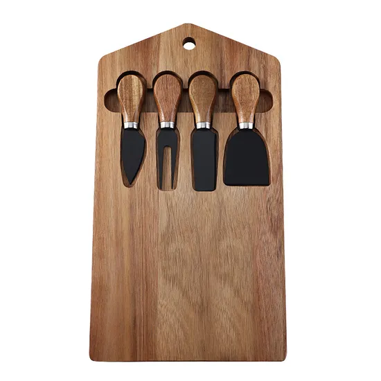 Manufacture Acacia Cheese Board Set with Gold Color Knives Set for Exclusive Collections