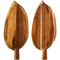 Leaf Shape Acacia Wood Food Serving Tray for Appetizers & Snacks with Handles