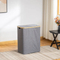 Double - Opening Bamboo Fabric Laundry Basket with Large Capacity and Dual Compartments