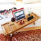 Extendable Bamboo Bathtub Caddy Tray Table with Folding Legs