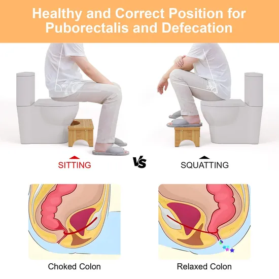 Natural Non - Slip Bamboo Squatting Toilet Stool for Adults and Children