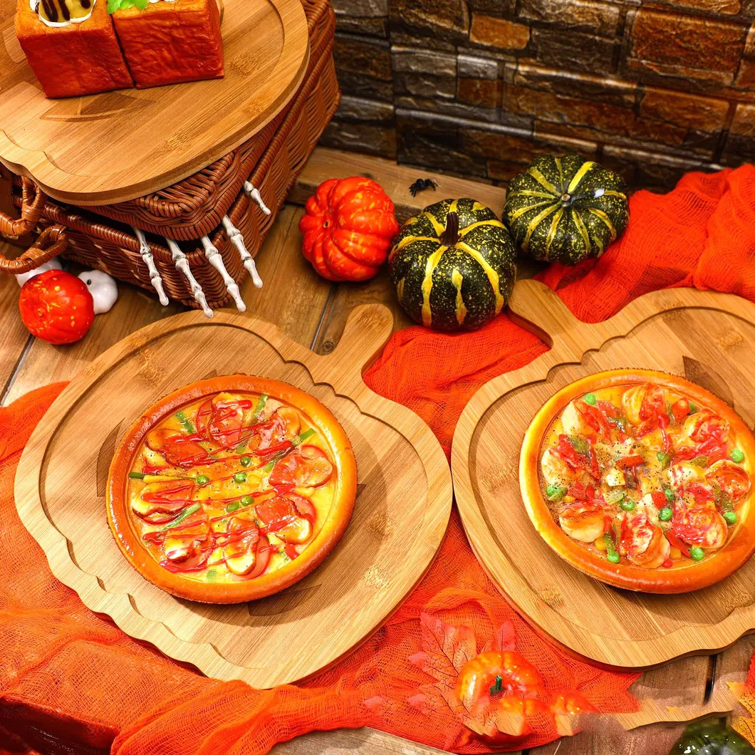 Halloween Pumpkin GOST Bamboo Plate Wooden Tray for Dinner / Fruits / Snack / Desserts/ Candies