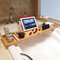 Extendable Bamboo Bathtub Caddy Tray with Reading Rack, Tablet Holder, Cellphone Tray and Wine Glass Holder