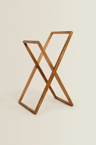 Folding Acacia Wood Bathroom Towel Rack Drying Shelf Wooden Hanging Racks