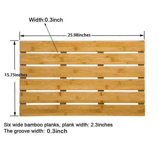 Large Natural Waterproof Bamboo Shower Mat