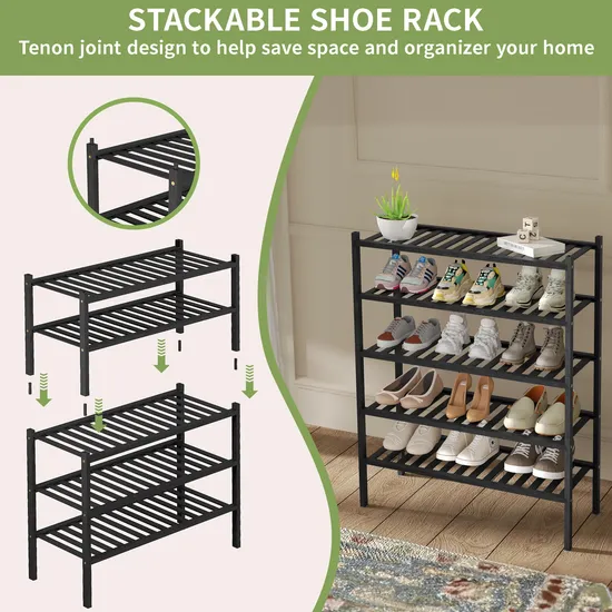 3 Tier Free Standing Bamboo Shoe Rack