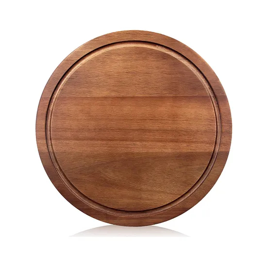 Direct Factory Round Wood Cutting Board with Juice Groove