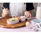 Stylish Ceramic Snack Bowl with Divider and Wooden Handle
