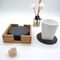 Custom Engraved Round Slate Cup Coasters with Bamboo Holder for Personal Gifts