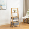 Triple-Layer Bamboo and Fabric Storage Shelf Storage Rack Laundry Basket for Bathroom