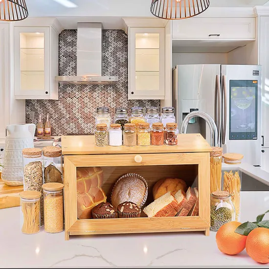 Visuable Bamboo Bread Storage Container for Kitchen