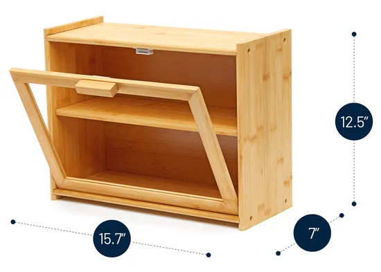 Transparent Rectangular Bamboo Bread and Pastry Storage Box for Snack