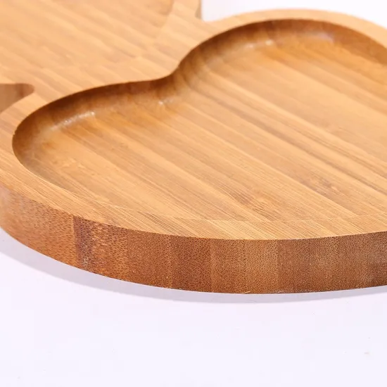 Attractive 3 Divided Heart - Shaped Wooden Tray Bamboo Plate for Serving Food