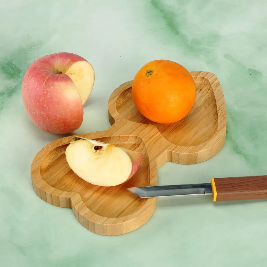 Elegant Heart Shaped 2 Divide Bamboo Wooden Platter for Charcuterie &amp; Side Dishes