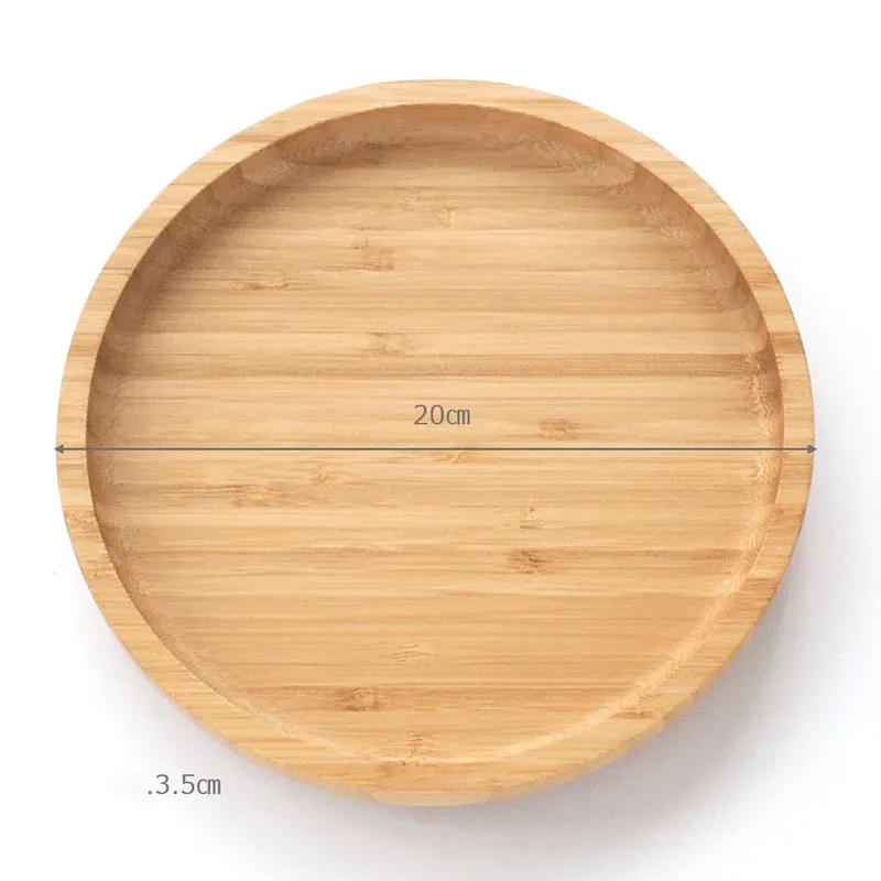 Square Bamboo Portion Plate Wooden Baby Plates with Suction