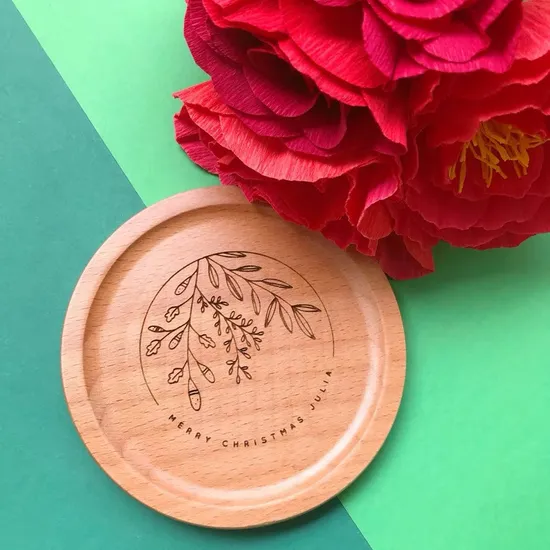 Custom Engraved Round and Square Beech Wooden Coasters for Personal Gifts
