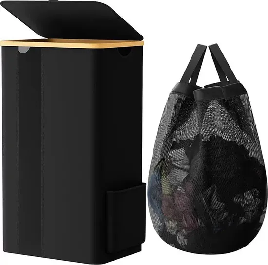 Large - Capacity Foldable Oxford Cloth Bamboo Art Laundry Basket for Bathroom