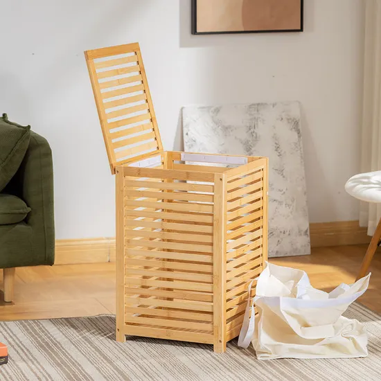 Household Bamboo Fabric Laundry Storage Basket Storage Rack for Dirty Clothes