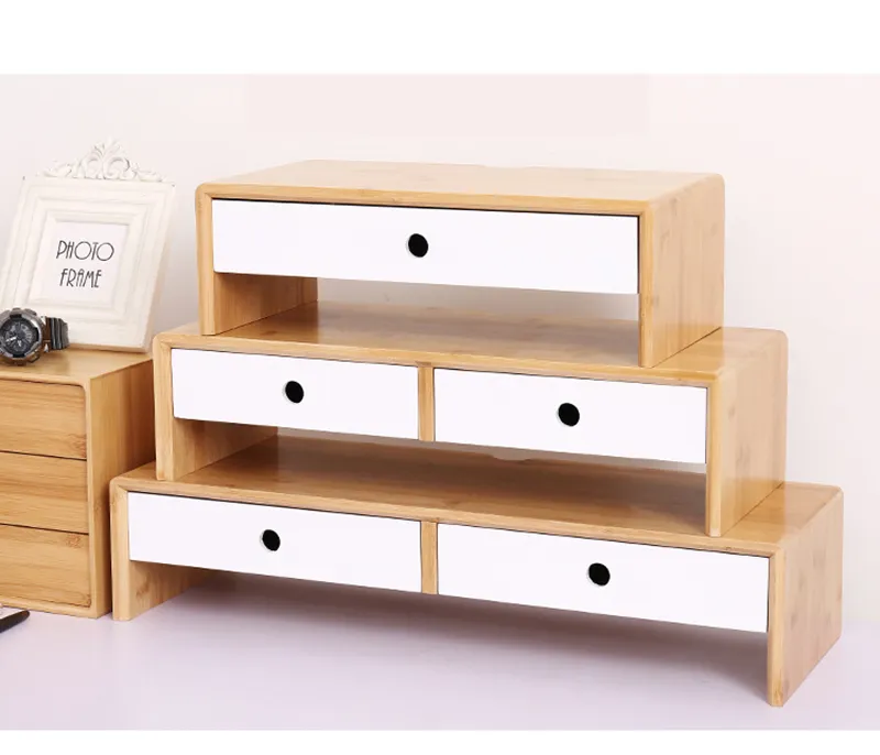Bamboo Monitor Stand Riser Laptop Stand Riser for Apartments Office Home Use