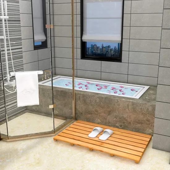 Thickened Sturdy Nonslip Bamboo Bath Mat for Luxury Shower
