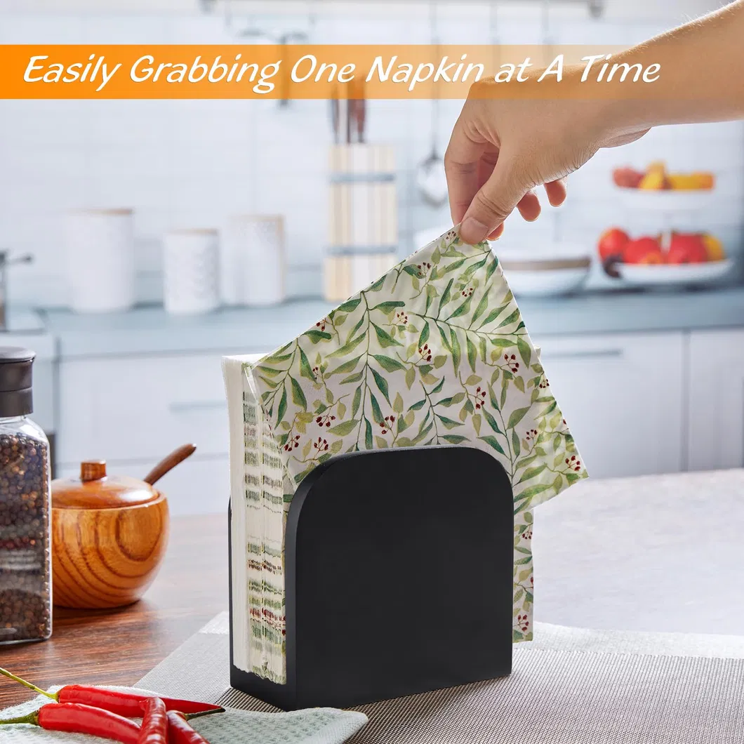 Black Wooden Standing Napkin Holders for Kitchen
