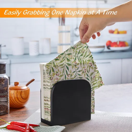 Black Wooden Standing Napkin Holders for Kitchen