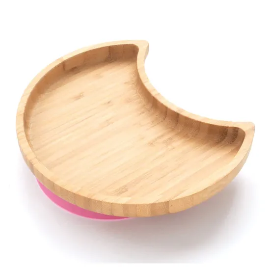 House Shape Non-Toxic Natural Bamboo Baby Plate with Suction