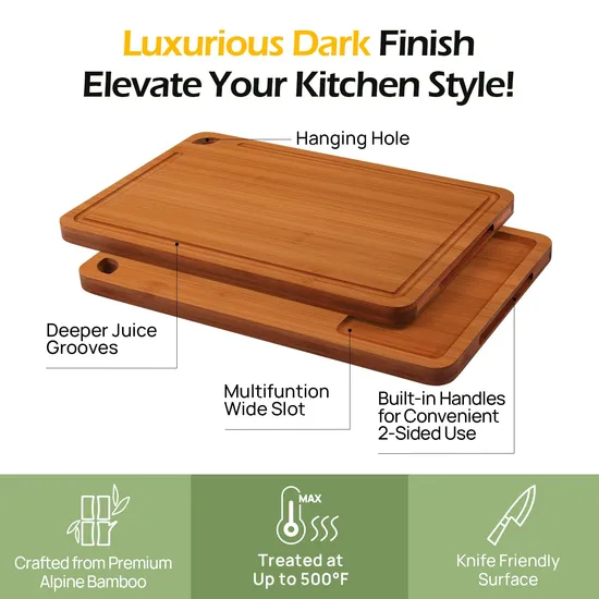 Hot Selling Deep Carbonized Bamboo Cutting Board Set of 3
