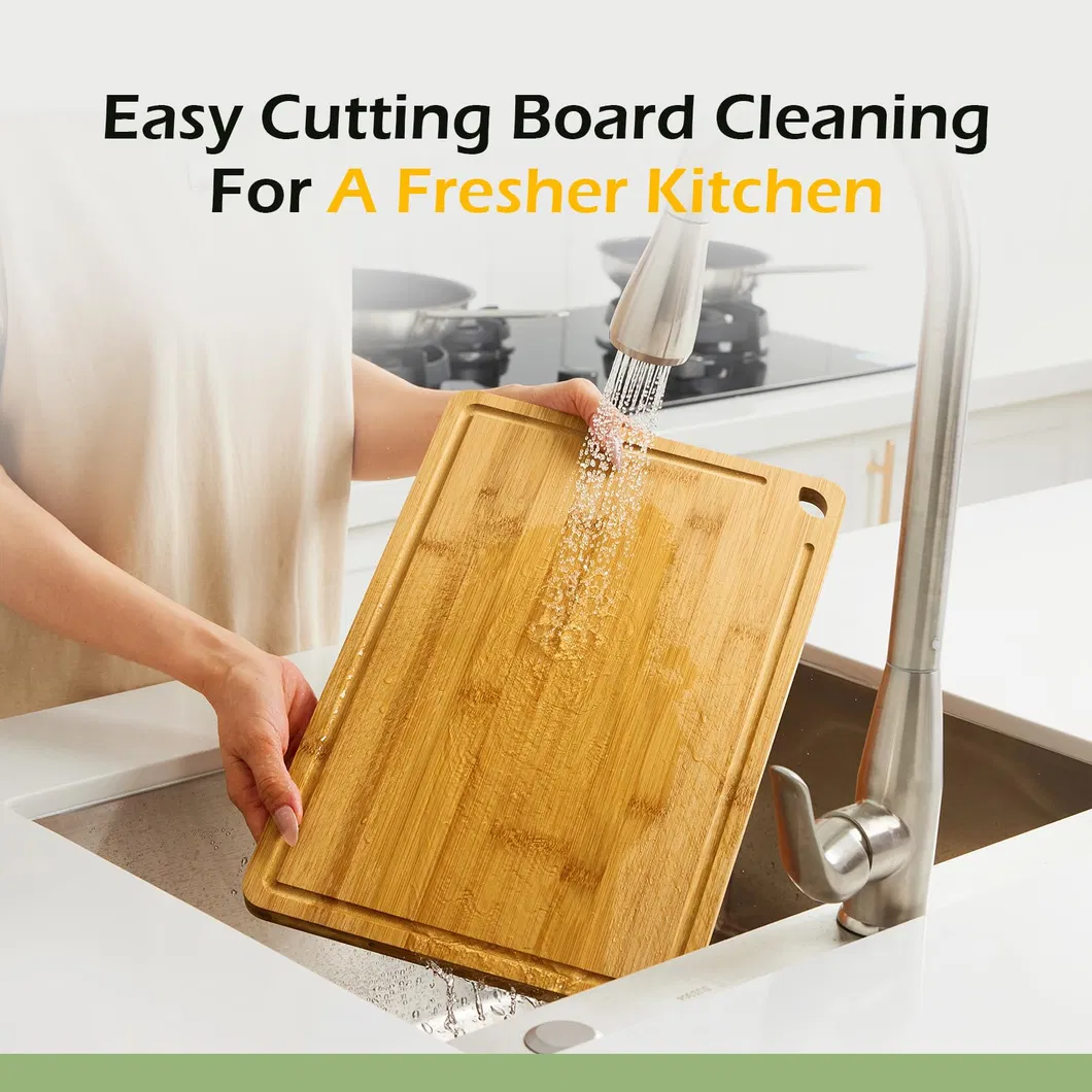 Different Size Bamboo Cutting Board Set of 4 with Hanging Hole