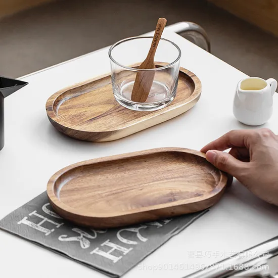 Oval Shape Plate Wooden Party Serving Tray for Food