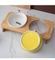 No Spill Ceramic Pet Bowl Dish with Wood Stand Ceramic Double Pet Bowl for Dog Cat