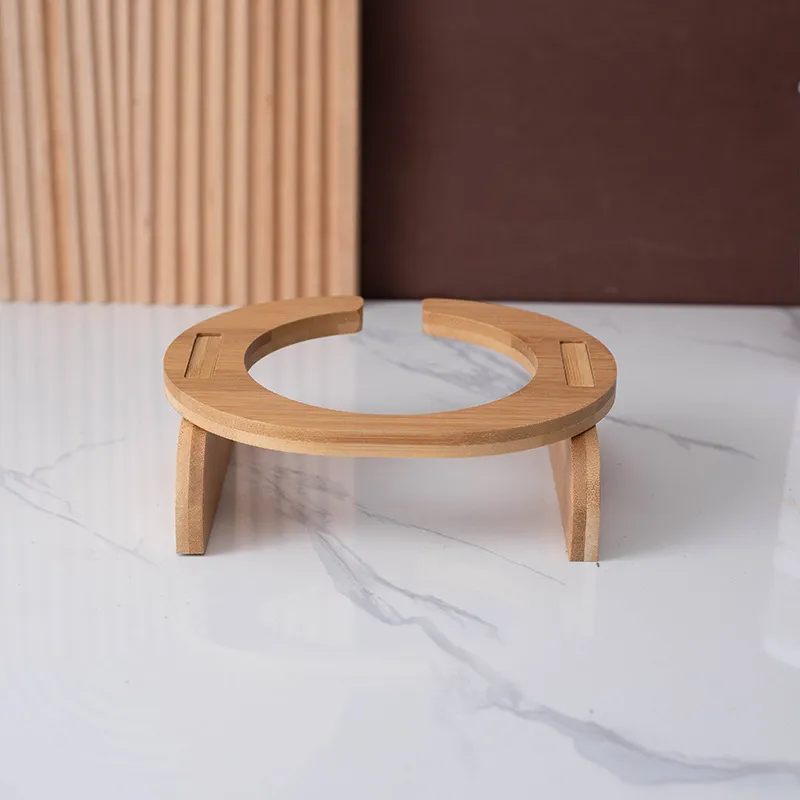 No Spill Ceramic Pet Bowl Dish with Wood Stand Ceramic Double Pet Bowl for Dog Cat