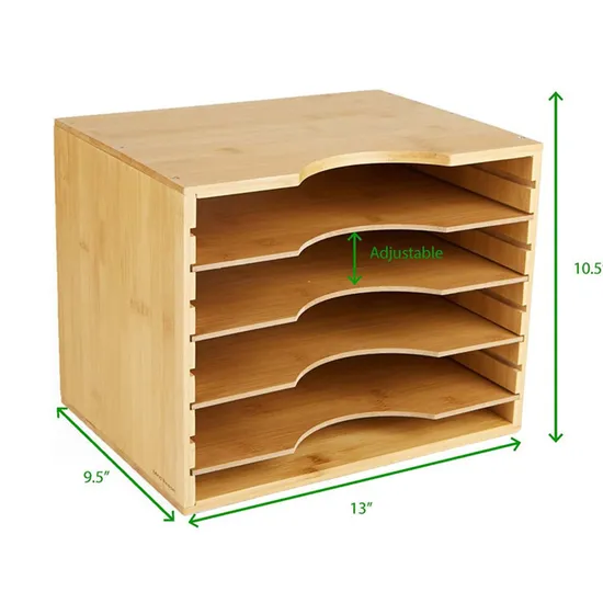 3 Tier Bamboo Desk Organizer Letter Tray Paper Organizer Desk File Organizer for Home Office