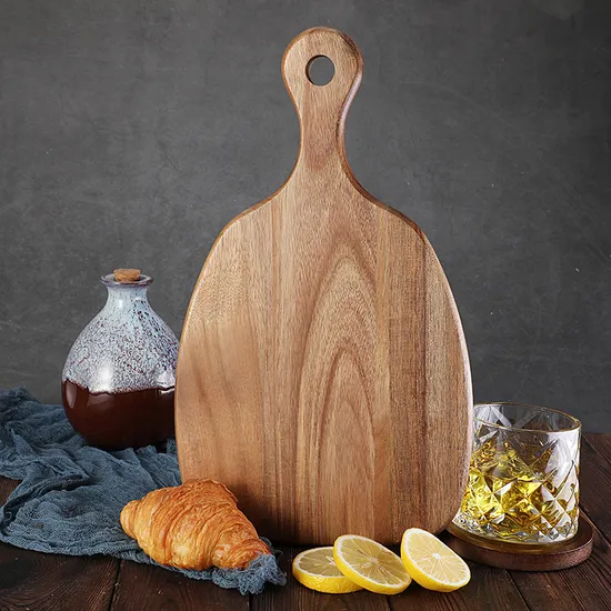 Paddle Shape Custom Acacia Cheese Board with Cutlery Set