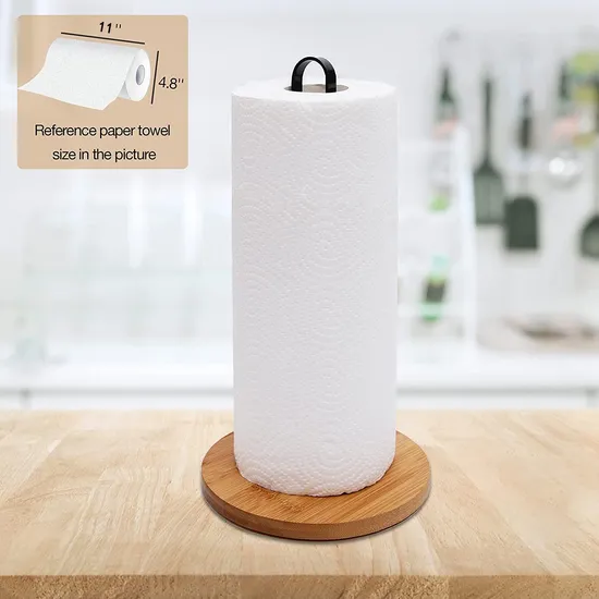 Freestanding Bamboo Wooden Paper Towel Holder Kitchen-Towel-Holder Countertop