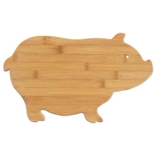 Adorable Pig-Shaped Bamboo Fruit Chopping Board for Kitchen Use