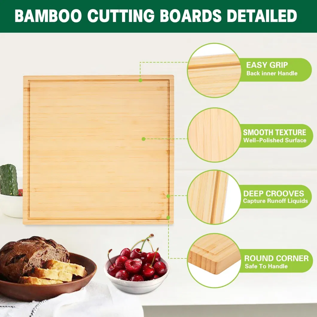 Premium Large Bamboo Cutting Board with Storage Container