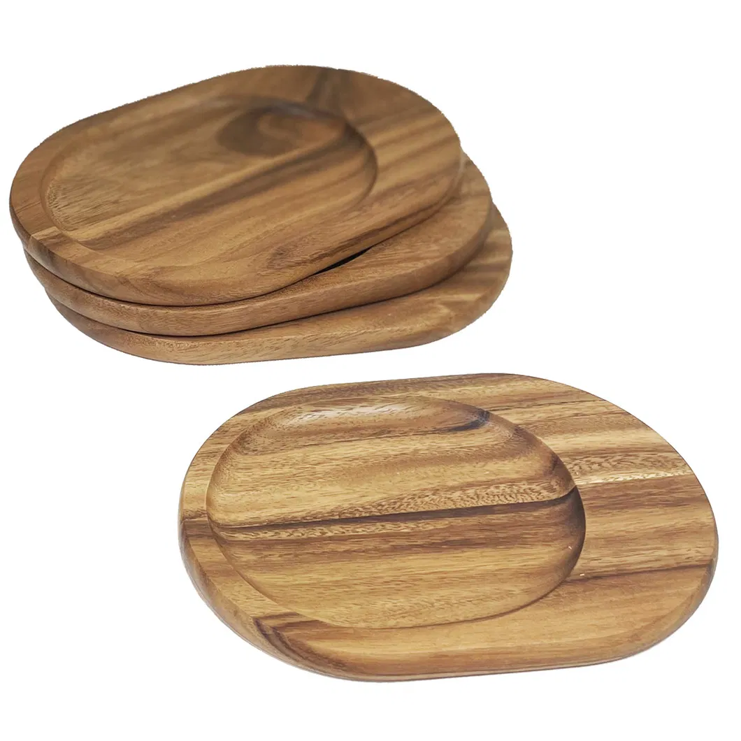 Artisanal Acacia Wood Dinner Plate Set for Modern Table Settings